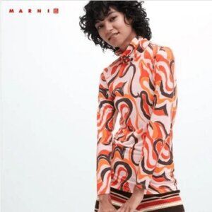 Marni x Uniqlo Heattech Printed Turtleneck Long Sleeved Thermal Top